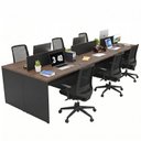 Ver imagem 4 de Conjunto Estação de Trabalho 6 Lugares com 6 Cadeiras de Escritório Ergonômicas - Nogal/Preto