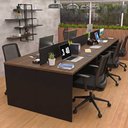 Ver imagem 5 de Conjunto Estação de Trabalho 6 Lugares com 6 Cadeiras de Escritório Ergonômicas - Nogal/Preto