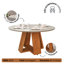 Ver imagem 5 de Mesa de Jantar Redonda em Mdf e Vidro Temperado com 2 Bancos Curvos:off White