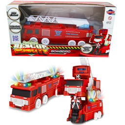 Brinquedos Caminhão Bombeiro Vira Robô Luz E Som Bate Volta Toyng:Vermelho - 1