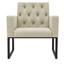 Ver imagem 2 de Kit 2 Poltronas para Recepção Thais com Base de Ferro Preto Resistente Bege