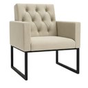 Ver imagem 4 de Kit 2 Poltronas para Recepção Thais com Base de Ferro Preto Resistente Bege