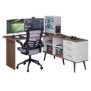 Ver imagem 2 de Mesa para Computador Gamer em L 3 Gavetas Branco/rustic Lisboa Madesa