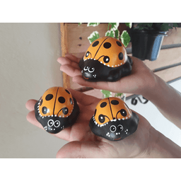 JOANINHA MINI AMARELA DECORAÇÃO DE JARDIM KIT 3UN CERÂMICA MINIATURA - 2