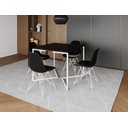Ver imagem 1 de Mesa Industrial Base Ferro Branco em V Tampo 90x90 Preto 4 Cadeiras Eames Ferro Assento Preto