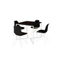 Ver imagem 2 de Mesa Industrial Base Ferro Branco em V Tampo 90x90 Preto 4 Cadeiras Eames Ferro Assento Preto