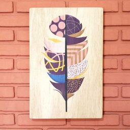 Quadro de Madeira 50x33 Pena - Woodprint - 1