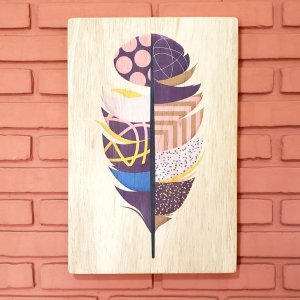 Quadro de Madeira 50x33 Pena - Woodprint