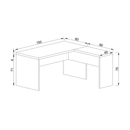 Mesa Essencial L 1,50m x1,50m Málaga/Preto Com 2 Gavetas - 4