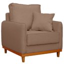 Ver imagem 5 de Kit Poltrona e Sofa Sena 2 Lugar Base de Madeira para Sala Hotel Linho Marrom