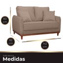 Ver mais imagens de Kit Poltrona e Sofa Sena 2 Lugar Base de Madeira para Sala Hotel Linho Marrom