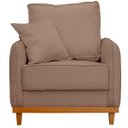 Ver imagem 3 de Kit Poltrona e Sofa Sena 2 Lugar Base de Madeira para Sala Hotel Linho Marrom