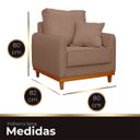 Ver imagem 7 de Kit Poltrona e Sofa Sena 2 Lugar Base de Madeira para Sala Hotel Linho Marrom