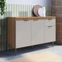 Ver imagem 1 de Armário Balcão com Tampo 3 Portas 1 Gaveta 120cm Modulada Veneza Bege/Mel/Arenas