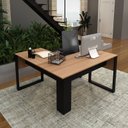 Ver imagem 2 de Mesa de Canto para Escritório Me4181 Amêndoa/preto Tecnomobili