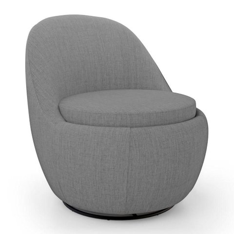 Poltrona Orgânica Living Memphis Base Giratória Linho Cinza Escuro - Desk Design