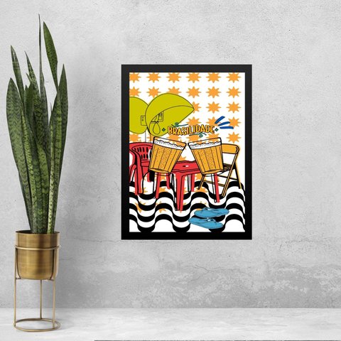 Quadro Decorativo Boteco - Rio de Janeiro 24x18cm - com Vidro:moldura Preta