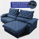 Ver mais imagens de Sofá Retrátil e Reclinável 2,85m Stadium Molas Ensacadas Velupluma Azul Cama Inbox