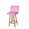 Kit 2 Banqueta Alta com encosto Olivia Balcão Cozinha Bistrô Pé Castanho Suede Rose - Mafer Móveis M - 2