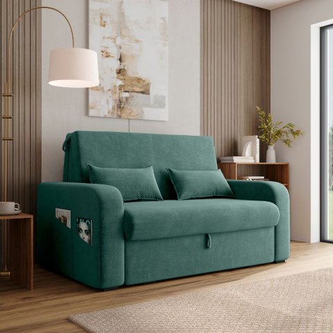 Sofá Cama 2 Lugares Compacto com Baú 140 Larg Lady Day Matrix