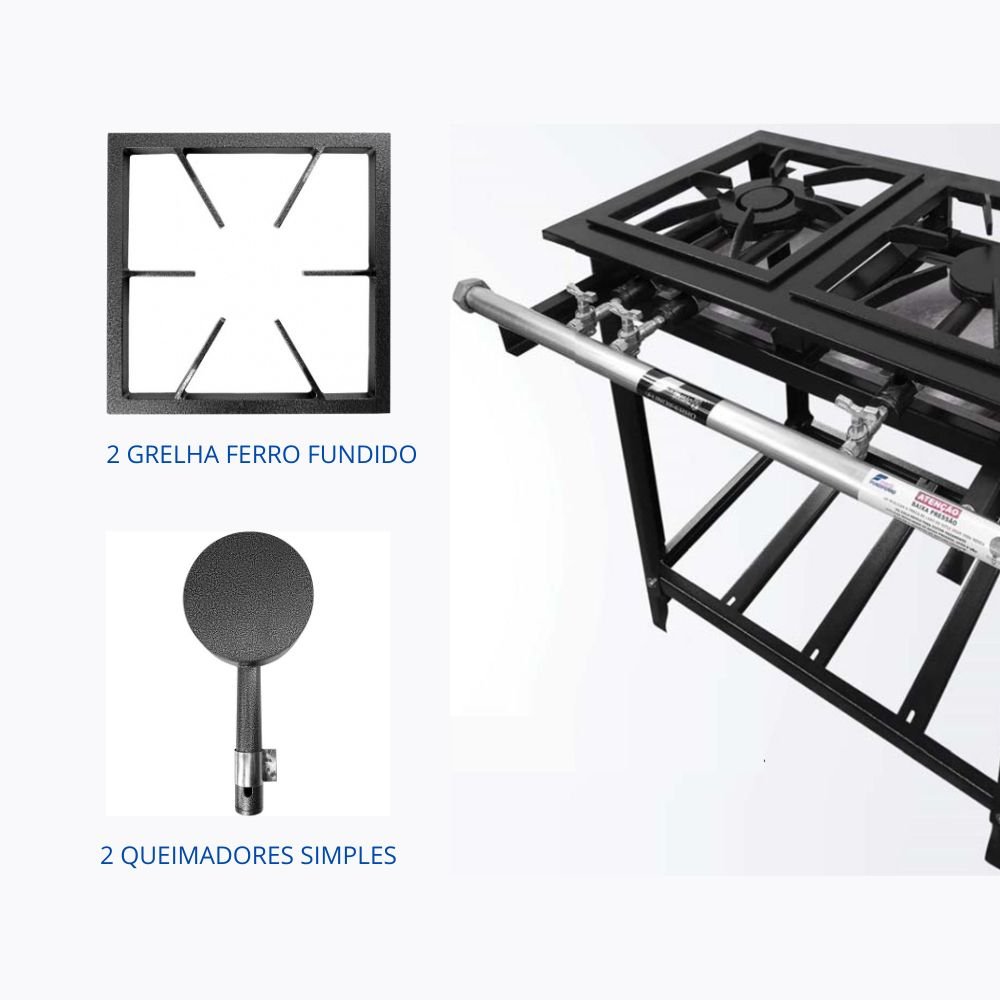Fogão Industrial 2 Bocas Alta Pressão 30x30 Qs - Perfil 05 - 3
