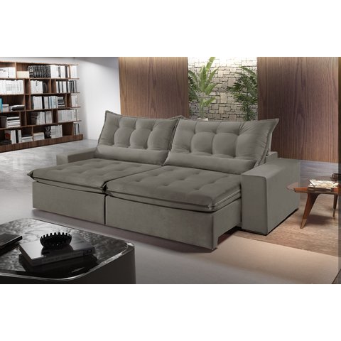 Sofá Montebello Retrátil e Reclinável 2,90cm com Pillow 16 Cm e Molas Ensacadas - Movenzo Estofados