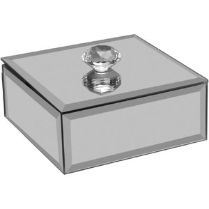 Porta Joias Caixa Organizadora Home&co Espelhado Mdf 4x10x10cm Cinza