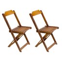 Ver imagem 2 de Conjunto de Mesa Dobrável com 2 Cadeiras de Madeira 70x70 - Mel