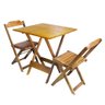 Conjunto de Mesa Dobrável com 2 Cadeiras de Madeira 70x70 - Mel - 1