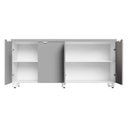 Ver imagem 7 de Armário Baixo para Escritório 158cm Duplo com 4 Portas Puxadores Metálicos Corporate Cinza/Sagrado/B