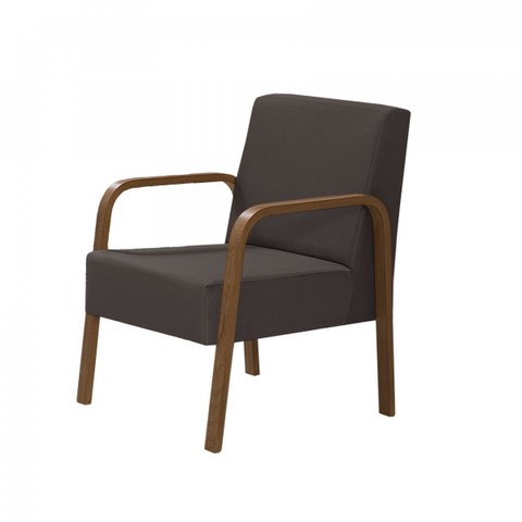 Poltrona Decorativa 1 Lugar Jade Braço Madeira D Salla Suede Marrom