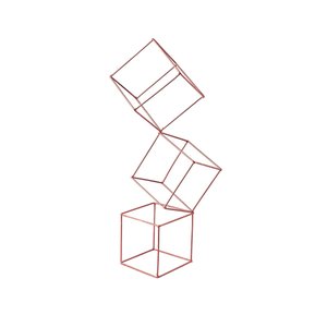 Escultura Ferro Quadradinho Triplo Rose Gold Decorativo