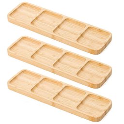 Kit 3 Petisqueiras de Bambu 4 Divisórias Bandeja para Petiscos Entradas Plasvale - 1