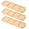 Kit 3 Petisqueiras de Bambu 4 Divisórias Bandeja para Petiscos Entradas Plasvale - 1