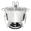 Ver imagem 1 de Rechaud Redondo Banho Maria Gourmet Aço Inox 8 Litros com Tampa de Vidro - Brinovar