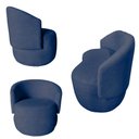 Ver imagem 2 de Kit Namoradeira + 2 Poltronas Decorativa Beatriz Orgânica Suede Azul Marinho