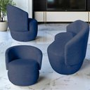 Ver imagem 1 de Kit Namoradeira + 2 Poltronas Decorativa Beatriz Orgânica Suede Azul Marinho