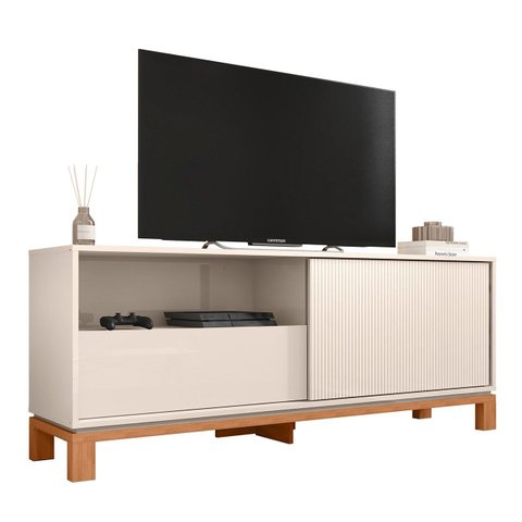 Rack Bancada para Tv 55 Pol 150cm Lucca Off White/freijó C01 - Mpozenato