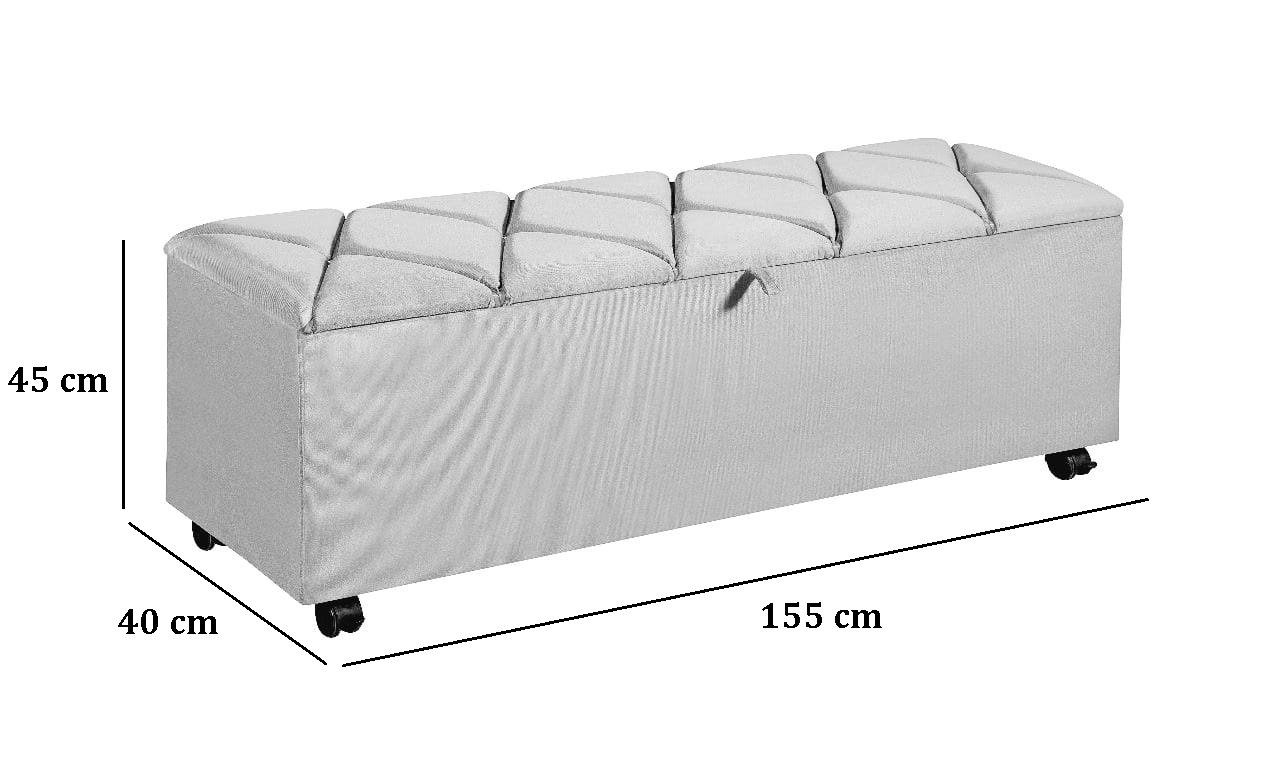 Recamier Cama Casal Alto Padrão Cinza 155cm - 4