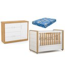 Ver imagem 1 de Berço Americano Capitonê New Boucle e Cômoda Infantil Tutto New Freijó Branco Acetinado e Colch