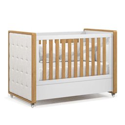 Berço Americano Capitonê New Boucle e Cômoda Infantil Tutto New Freijó Branco Acetinado e Colch - 6