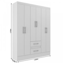 Guarda-Roupa Casal Magistral 6 Portas 2 Gavetas Cor Branco - 4