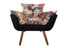 Ver imagem 2 de Kit 2 Poltronas + Puff Decorativo Opala Suede Composê Cerveja Pés Madeira Ms Decor