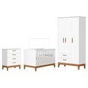 Ver imagem 1 de Dormitório Infantil Flip Guarda Roupa 3 Portas, Cômoda 4 Gavetas e Berço Branco Fosco - Reller M
