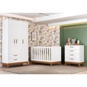 Ver imagem 2 de Dormitório Infantil Flip Guarda Roupa 3 Portas, Cômoda 4 Gavetas e Berço Branco Fosco - Reller M