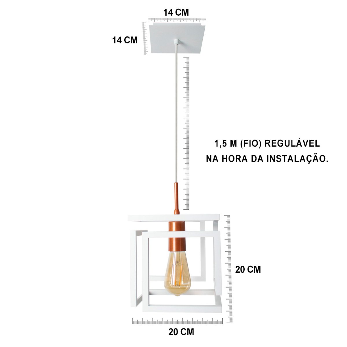 Lustre Pendente 3D Infinity Alumínio Branco Com Cobre - 2