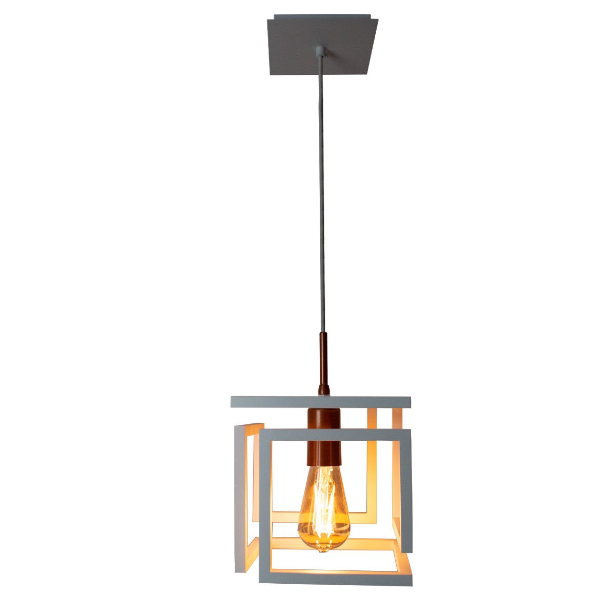Lustre Pendente 3D Infinity Alumínio Branco Com Cobre - 6