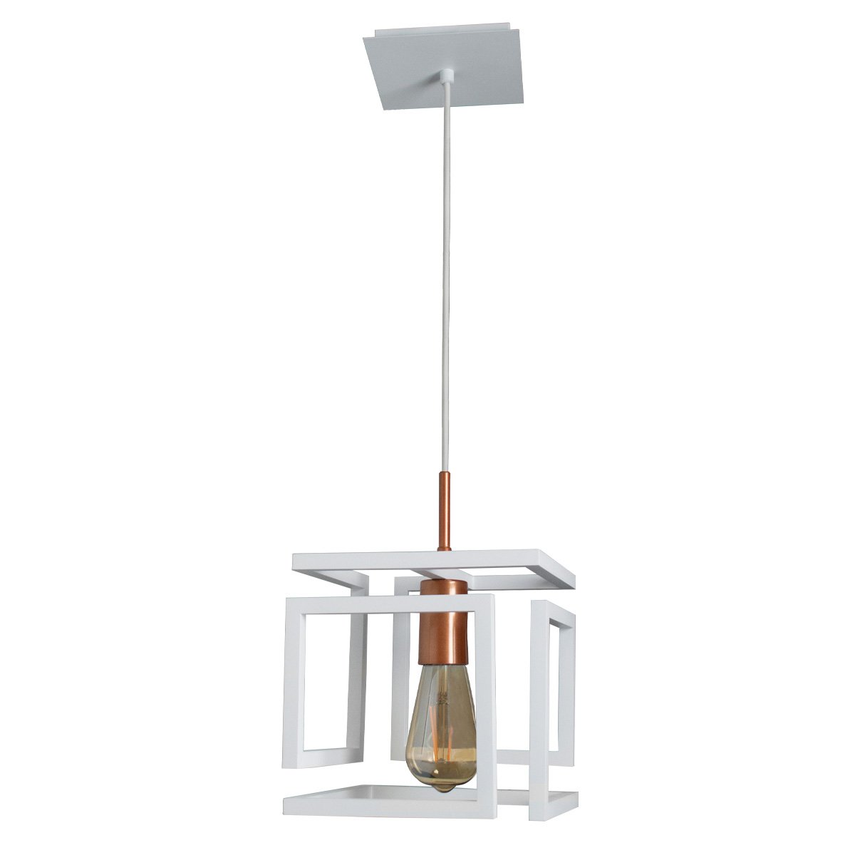 Lustre Pendente 3D Infinity Alumínio Branco Com Cobre - 5