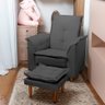 Poltrona de Amamentação e Puff Ariel Suede Cinza Pés Palito Tana Decor - 1