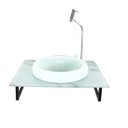 Ver imagem 1 de GABINETE DE VIDRO BANHEIRO 50CM COM BANCADA MARMORIZADA MARMORE BRANCO MAIS TORNEIRA CROMADA